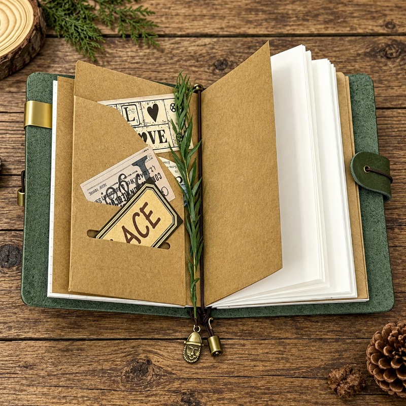 A7 A6 Pueblo Forest Green Fros - Vintage Leather Journal Notebook 评论和价格