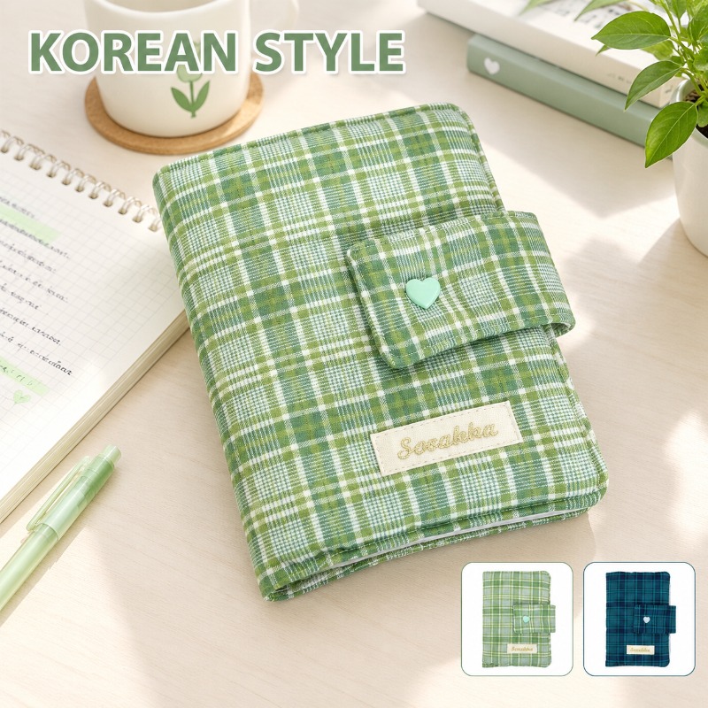 Green White Gingham Hand-journ - Stationery Books 评论和价格