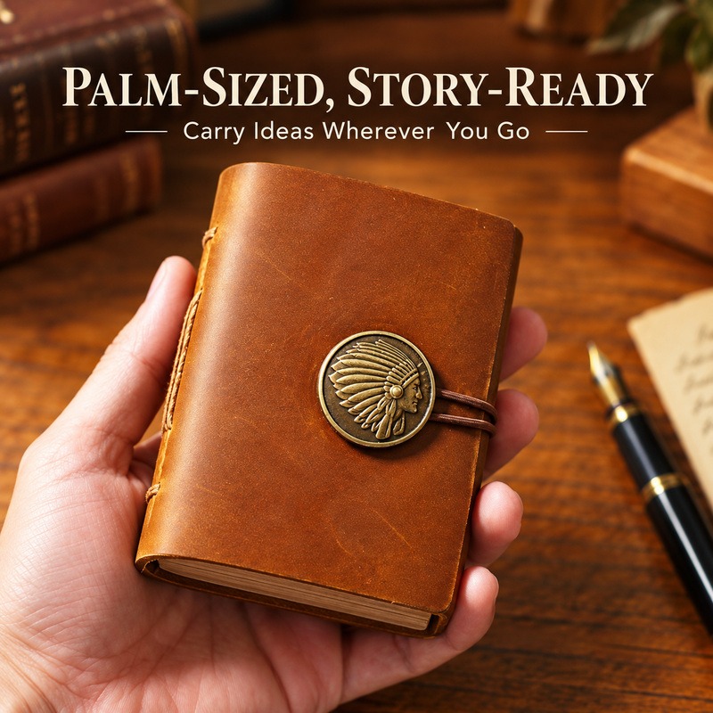 Mini Handmade Leather Traveler - Vintage Leather Journal Notebook 评论和价格