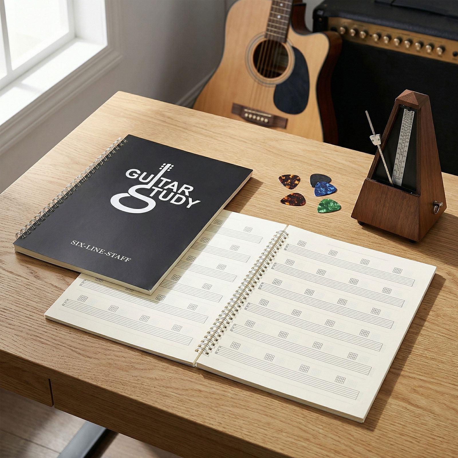 2Pcs 6 String Guitar Tablature - Blank Sheet Music Notebook 评论和价格