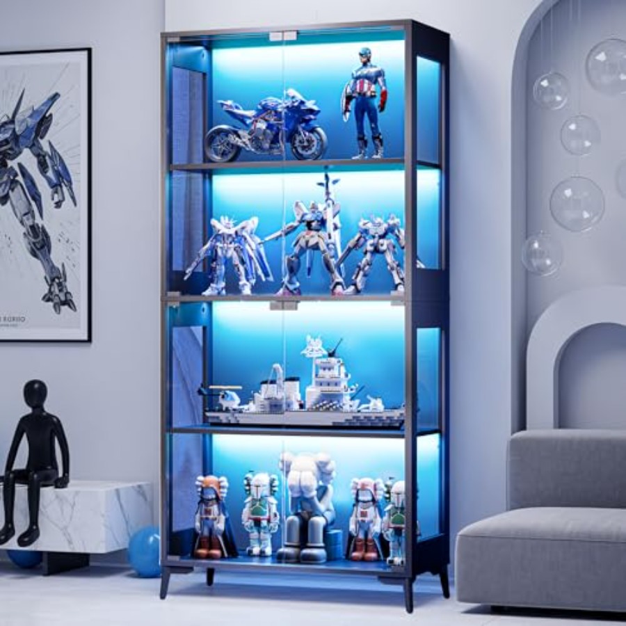 Glass display cabinet with doo - Books 评论和价格