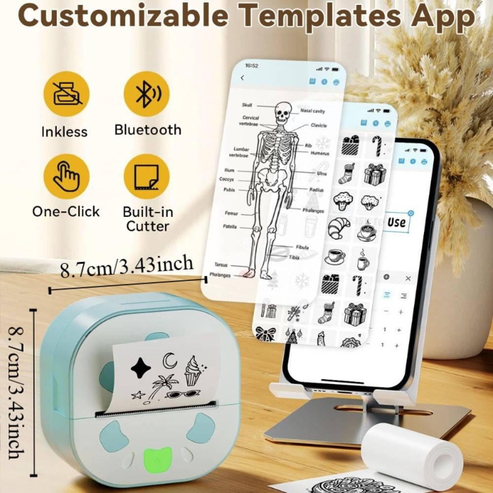 Mini Sticker Printer with 3 Pa - Mini Pocket Thermal Printer Paper Roll 评论和价格